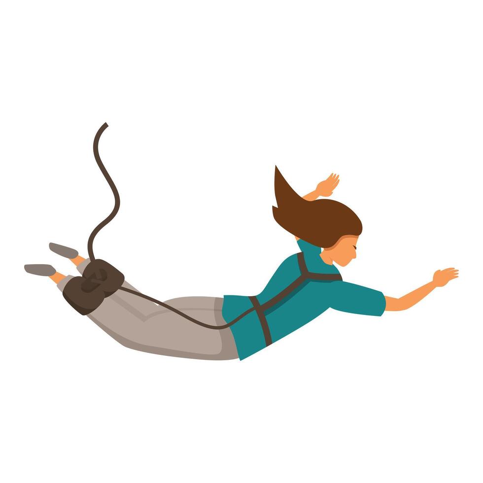 Courageous woman bungee jumping from great heights vector