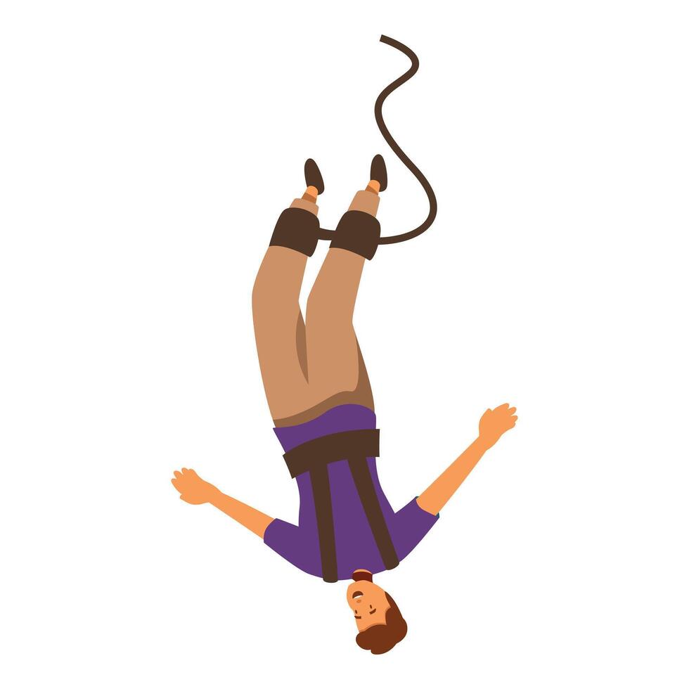 Happy man falling down during bungee jumping from high altitude vector
