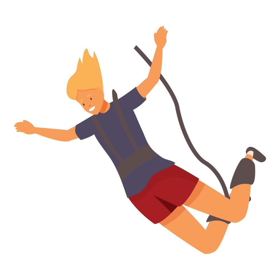 Happy man bungee jumping, extreme sport activity, and recreation vector