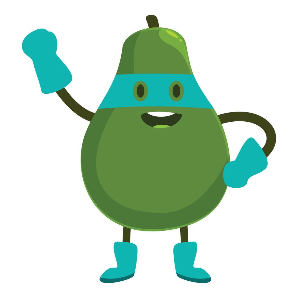 Superhero green pear wearing mask and boots is waving vector