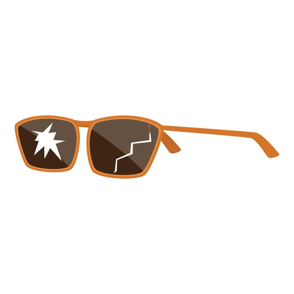 Broken sunglasses showing crack and star shaped hole vector