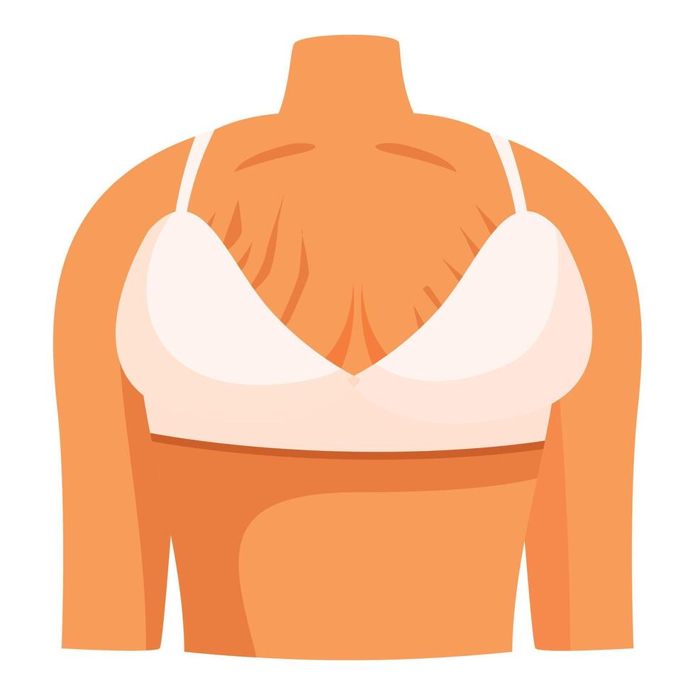 Woman wearing white bra showing stretch marks on orange skin body vector