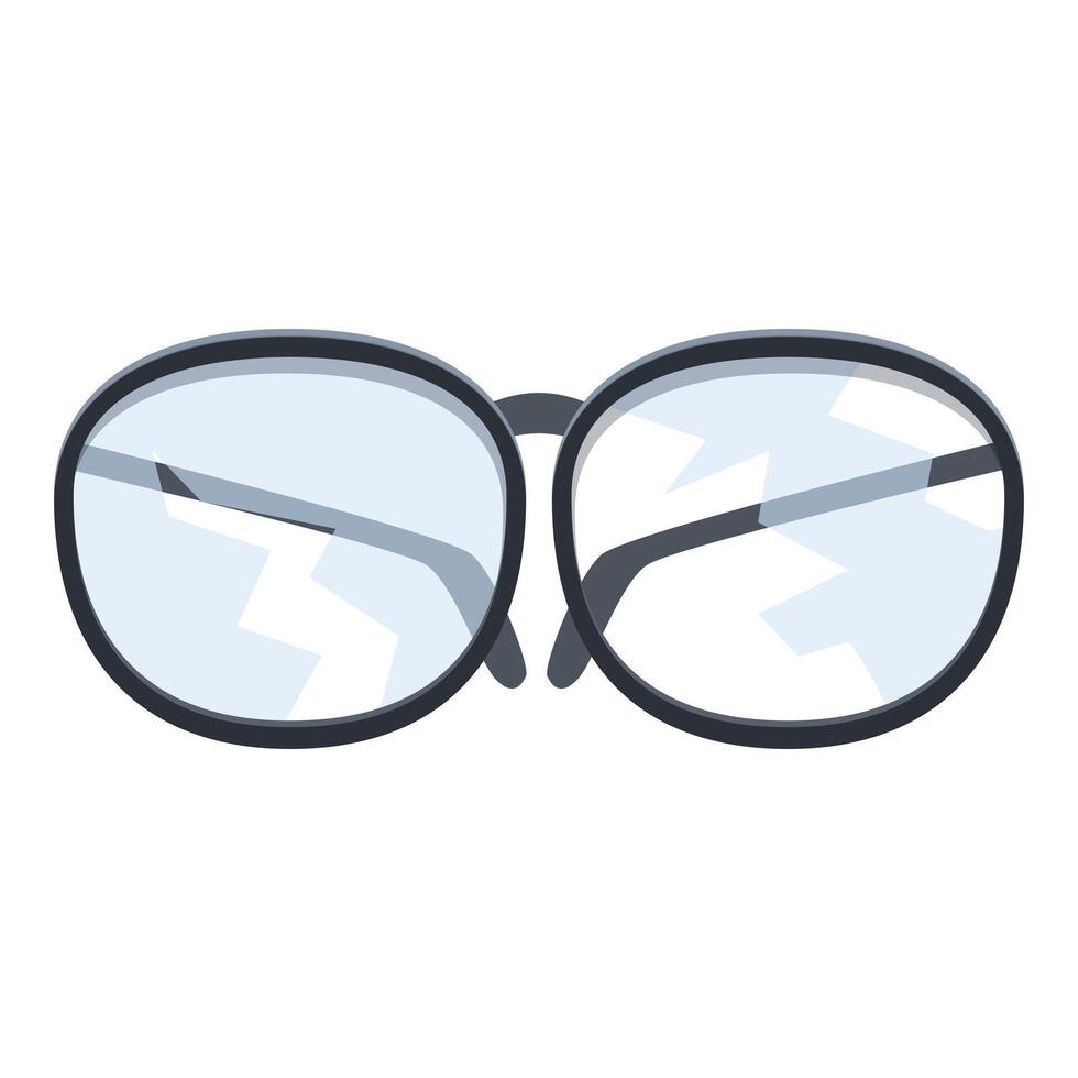 Broken eyeglasses showing cracks on lenses making vision blurry vector