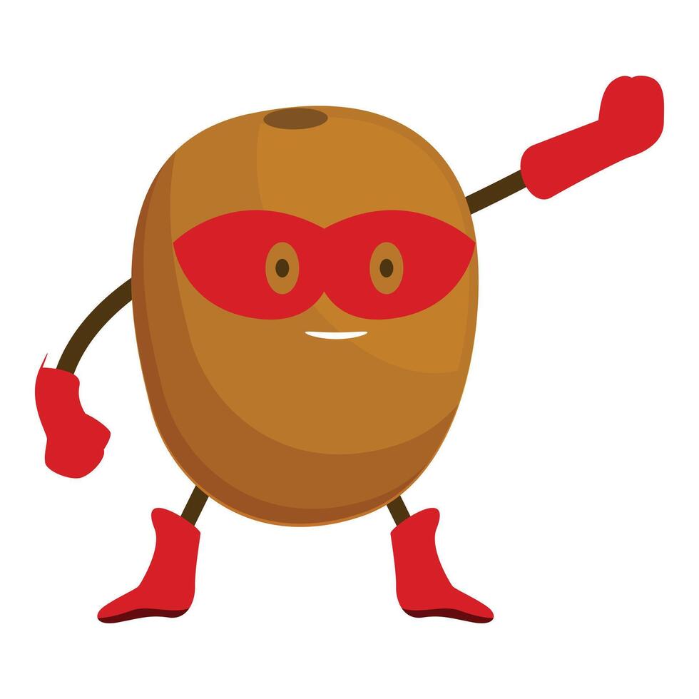 Superhero kiwi fruit wearing red mask, gloves and boots is flying and smiling vector
