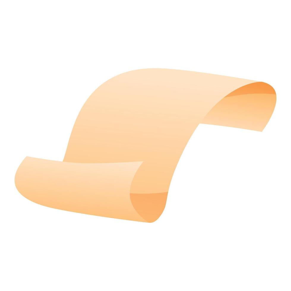 Blank orange paper scroll floating on white background vector