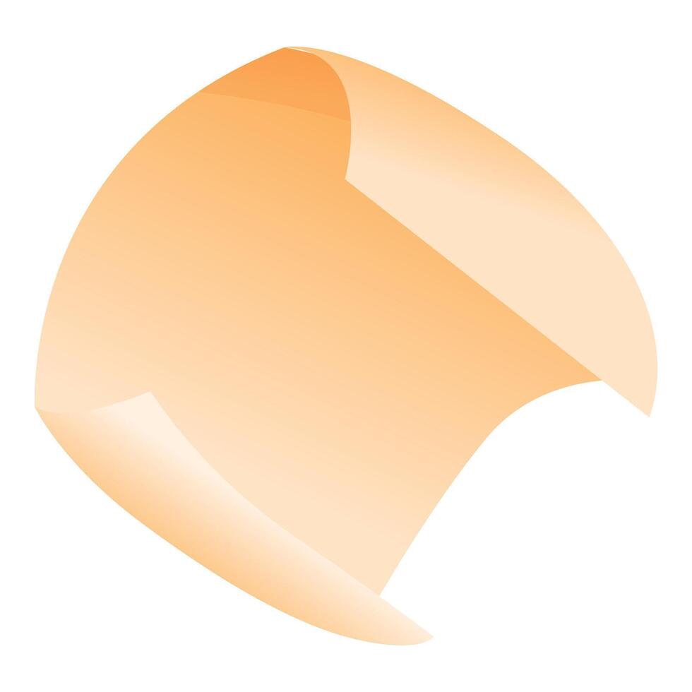 Blank orange sheet of paper gently curling at the edges vector