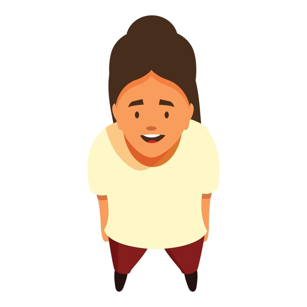 Smiling woman looking upward, top view perspective vector