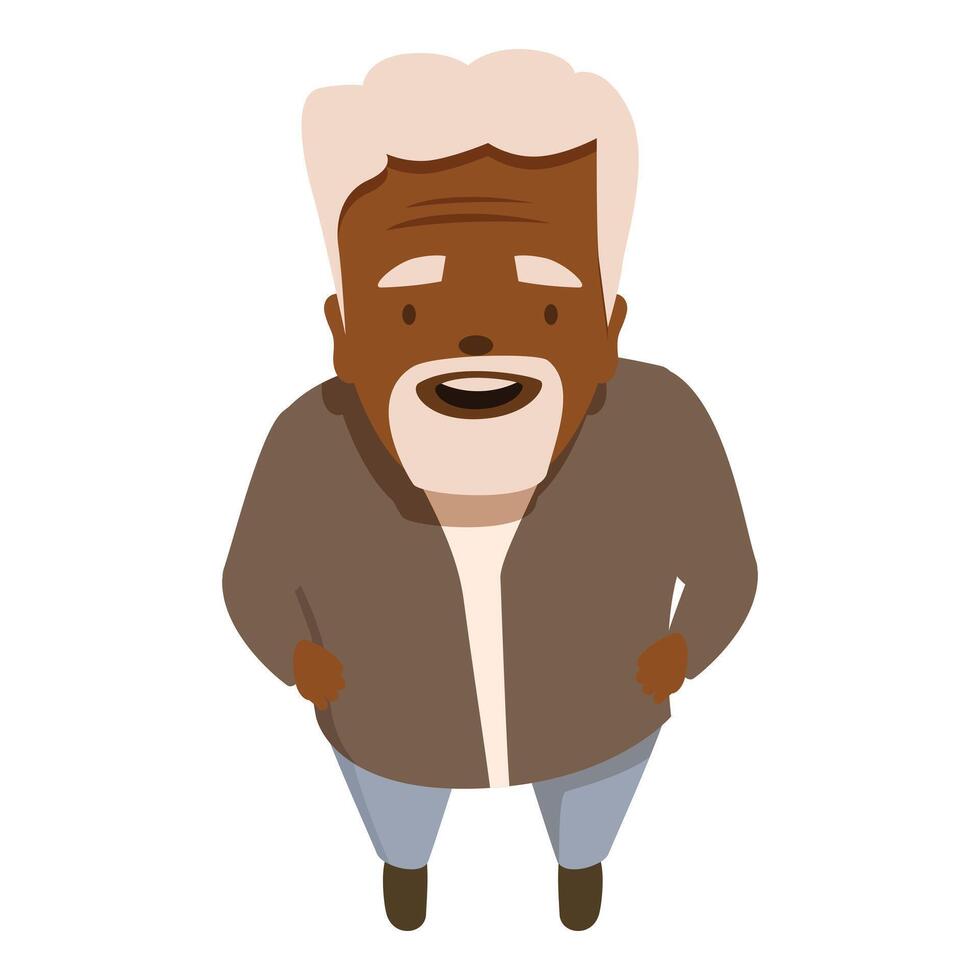Smiling senior man standing with hands on hips, high angle view vector