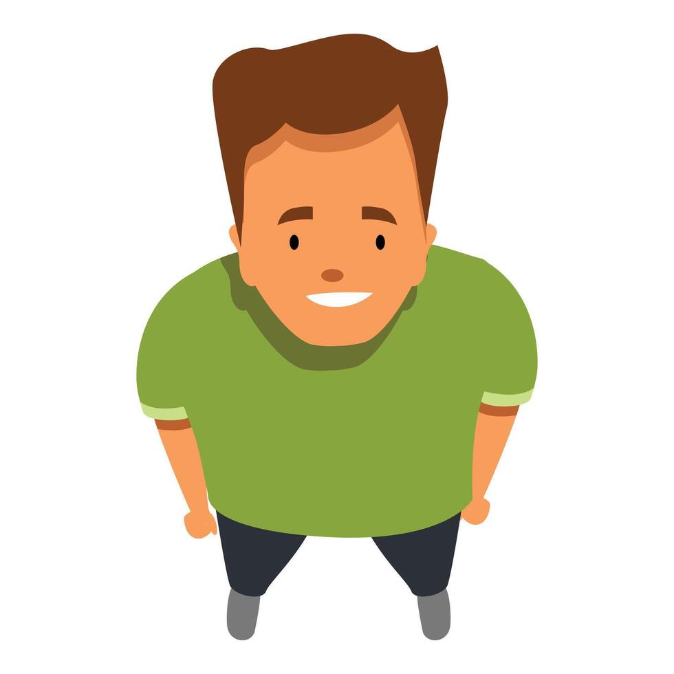 Happy child standing and smiling, viewed from above vector