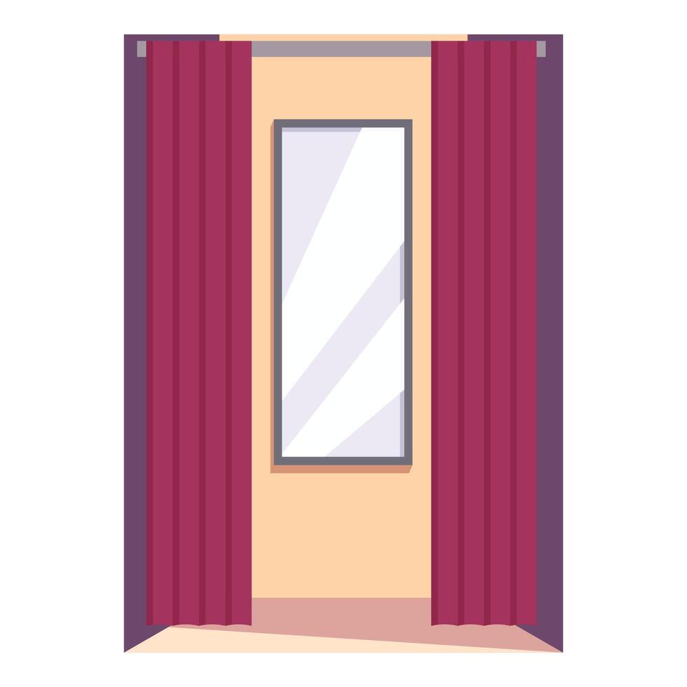 Elegant interior design with red curtains and mirror on beige wall vector