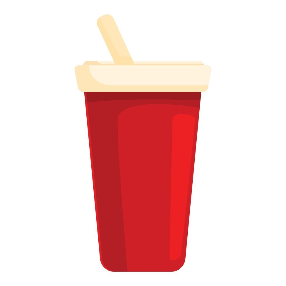 Red paper cup with straw containing soda, juice or soft drink vector