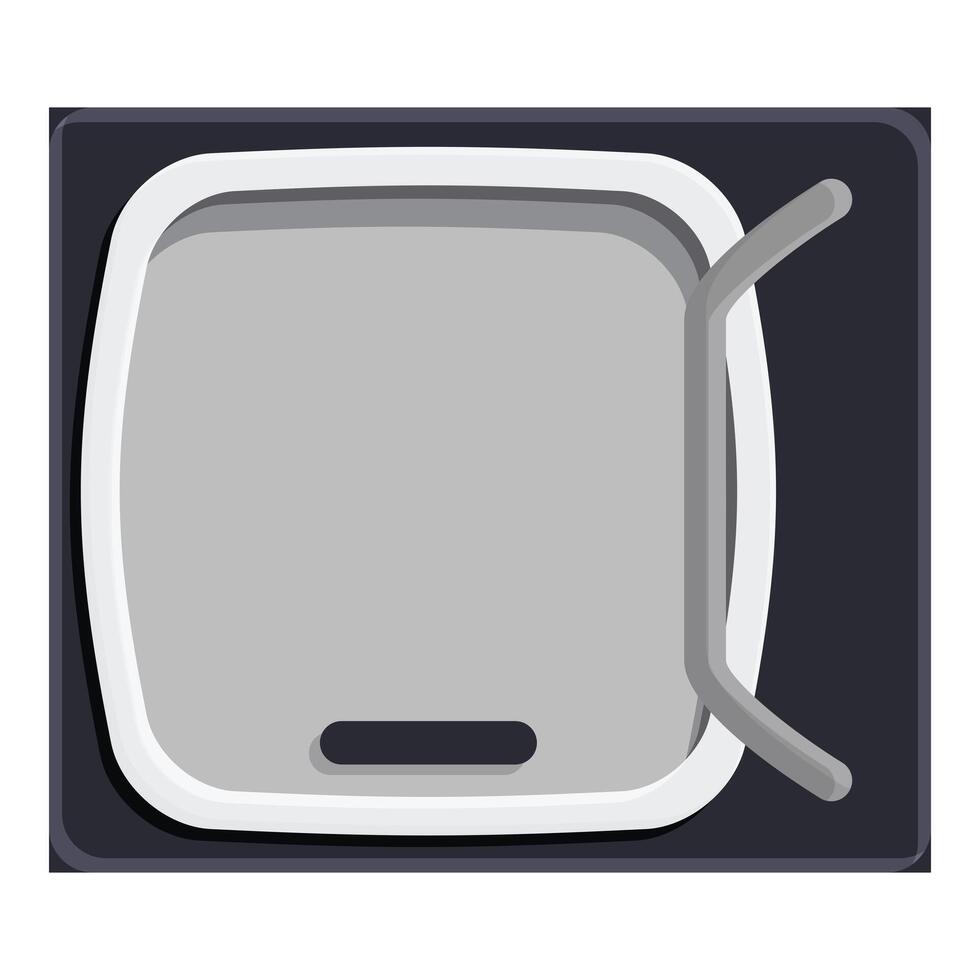 Old tv set showing gray static screen with antenna on top view vector