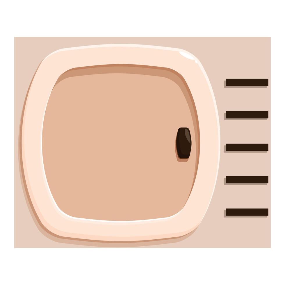 Top view of empty beige bathtub with drain and non slip strips vector