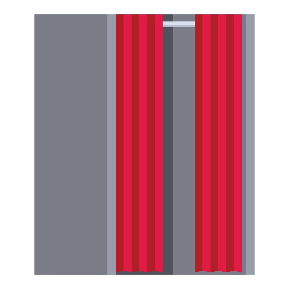 Red fitting room curtains separating changing rooms in a clothing store vector