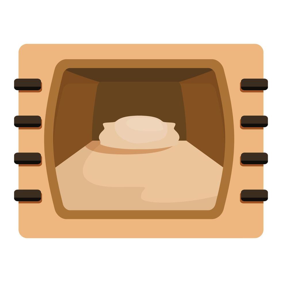 Bread making process showing dough rising in a warm oven vector
