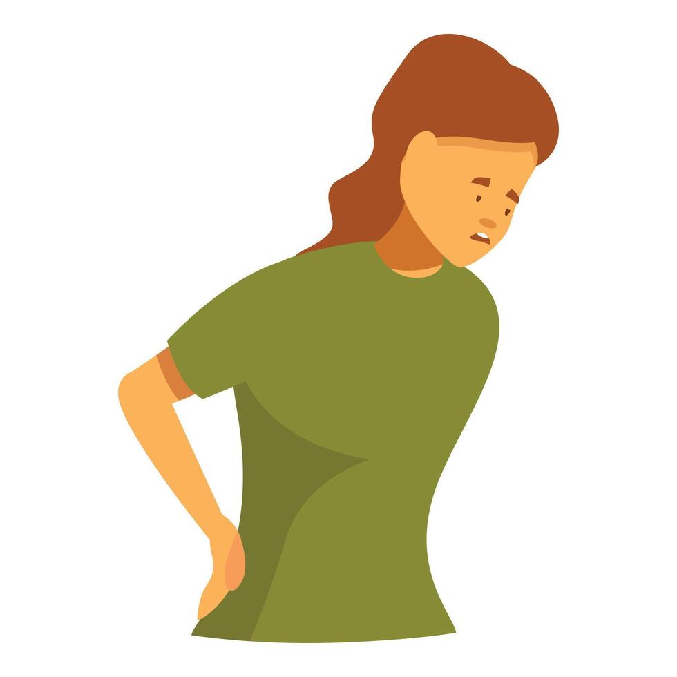 Young woman suffering from backache, kidney pain or spinal problem vector