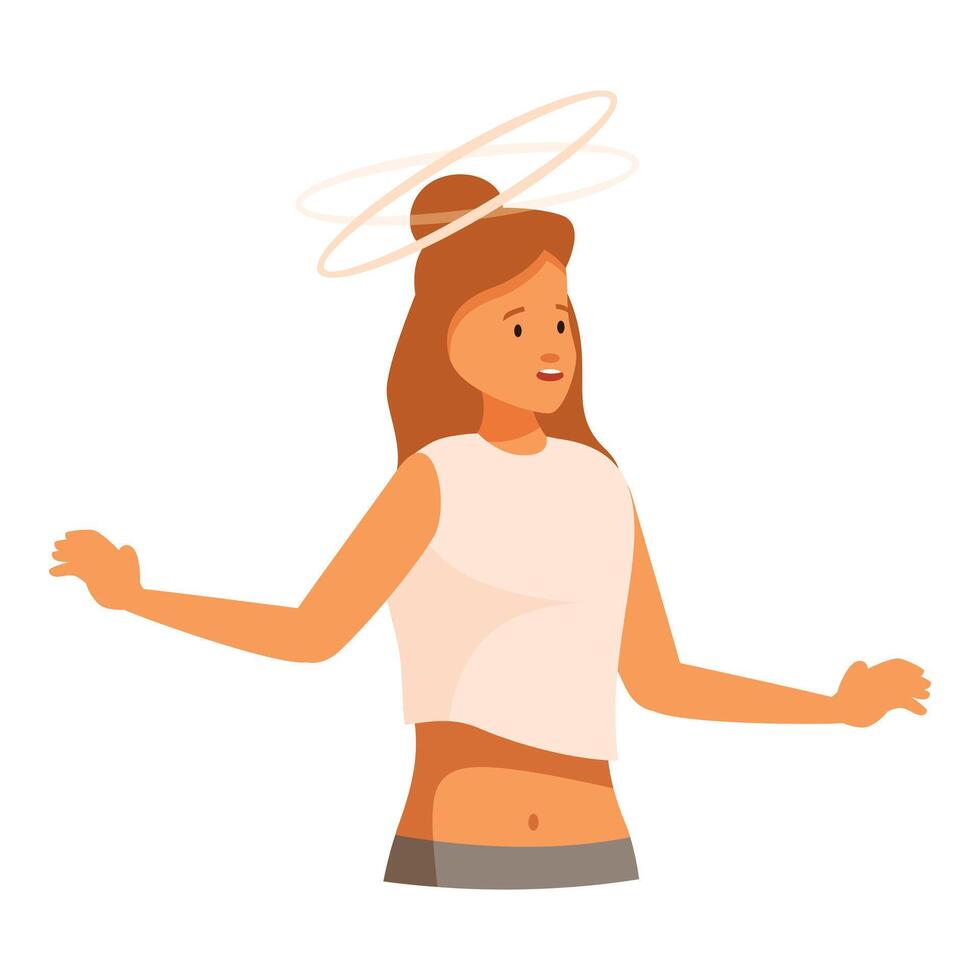 Young woman feeling dizzy with vertigo and feeling unbalanced vector