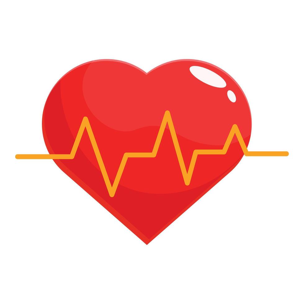 Red heart beating with pulse trace showing good health vector