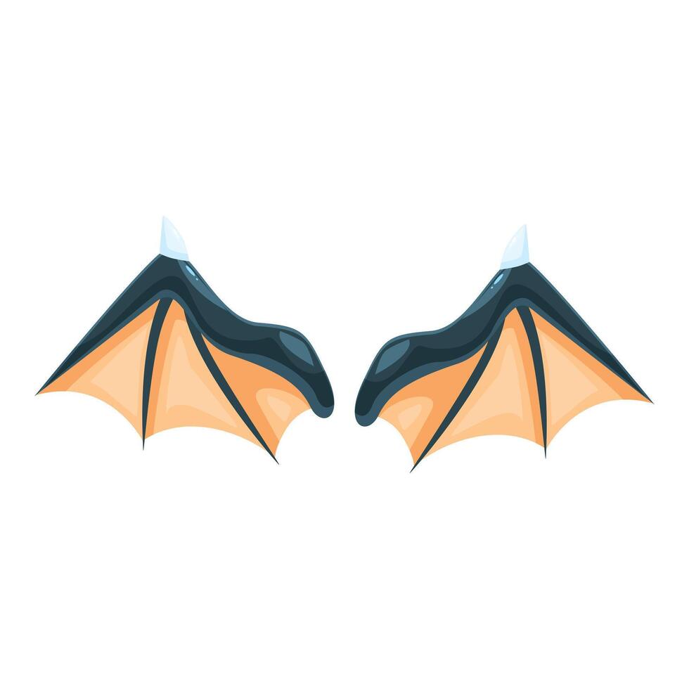 Cartoon dragon or bat wings spreading outwards on white background vector
