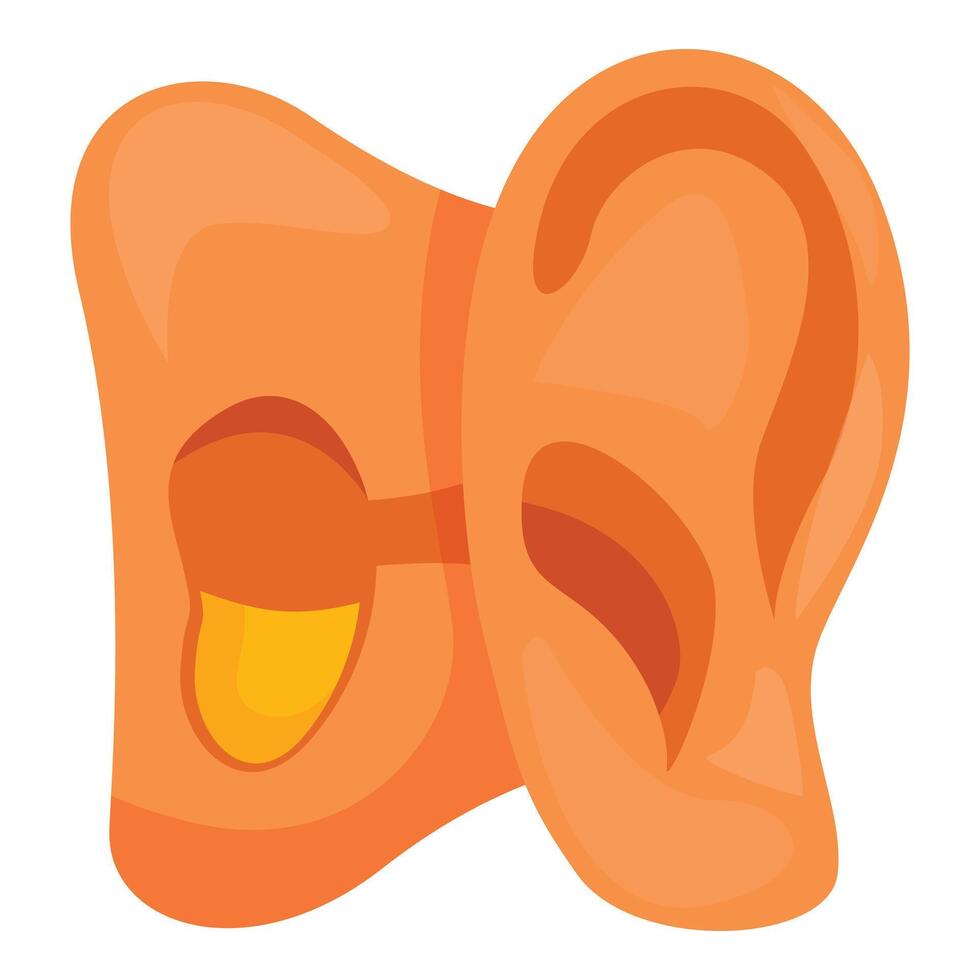 Ear showing modern hearing aid correctly placed inside canal vector