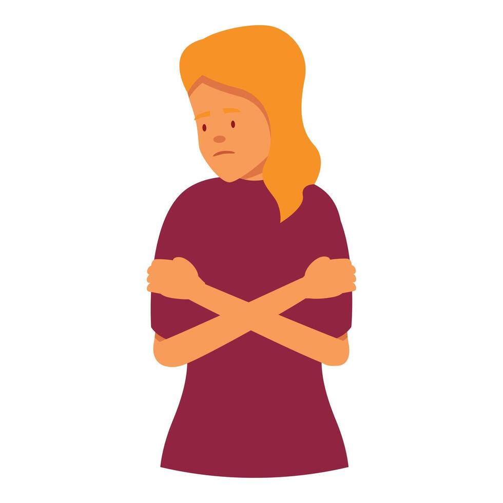 Sad young woman hugging herself feeling lonely and depressed vector