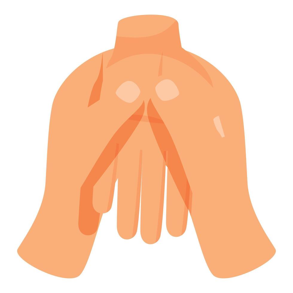Two hands performing acupressure point massage on upper back vector