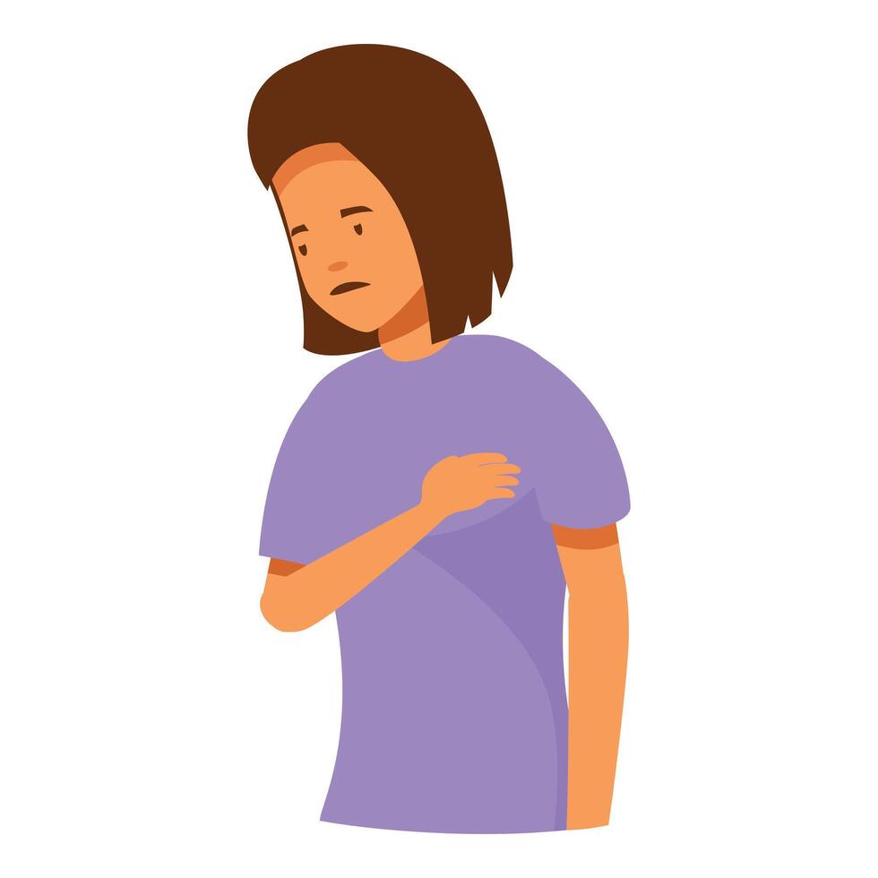 Young woman suffering from chest pain, possible heart attack or stroke vector