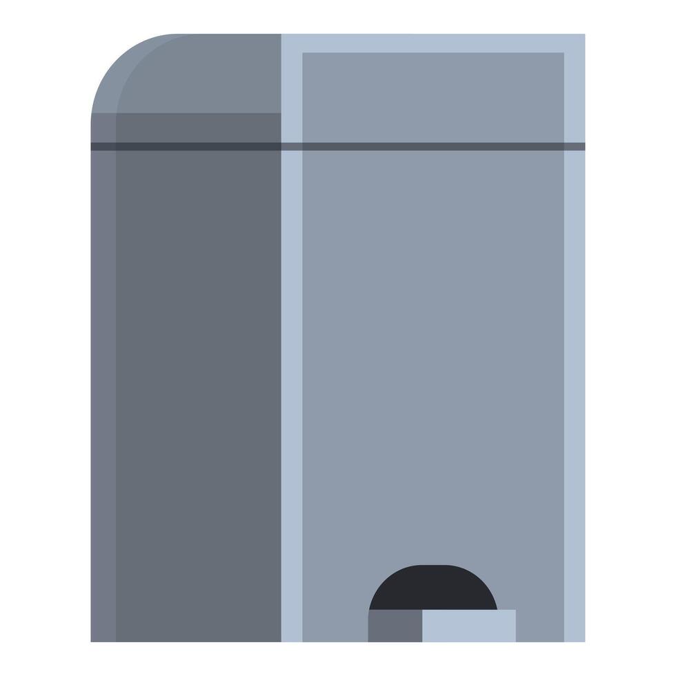 Modern gray metal trash can with pedal opening system for waste disposal vector