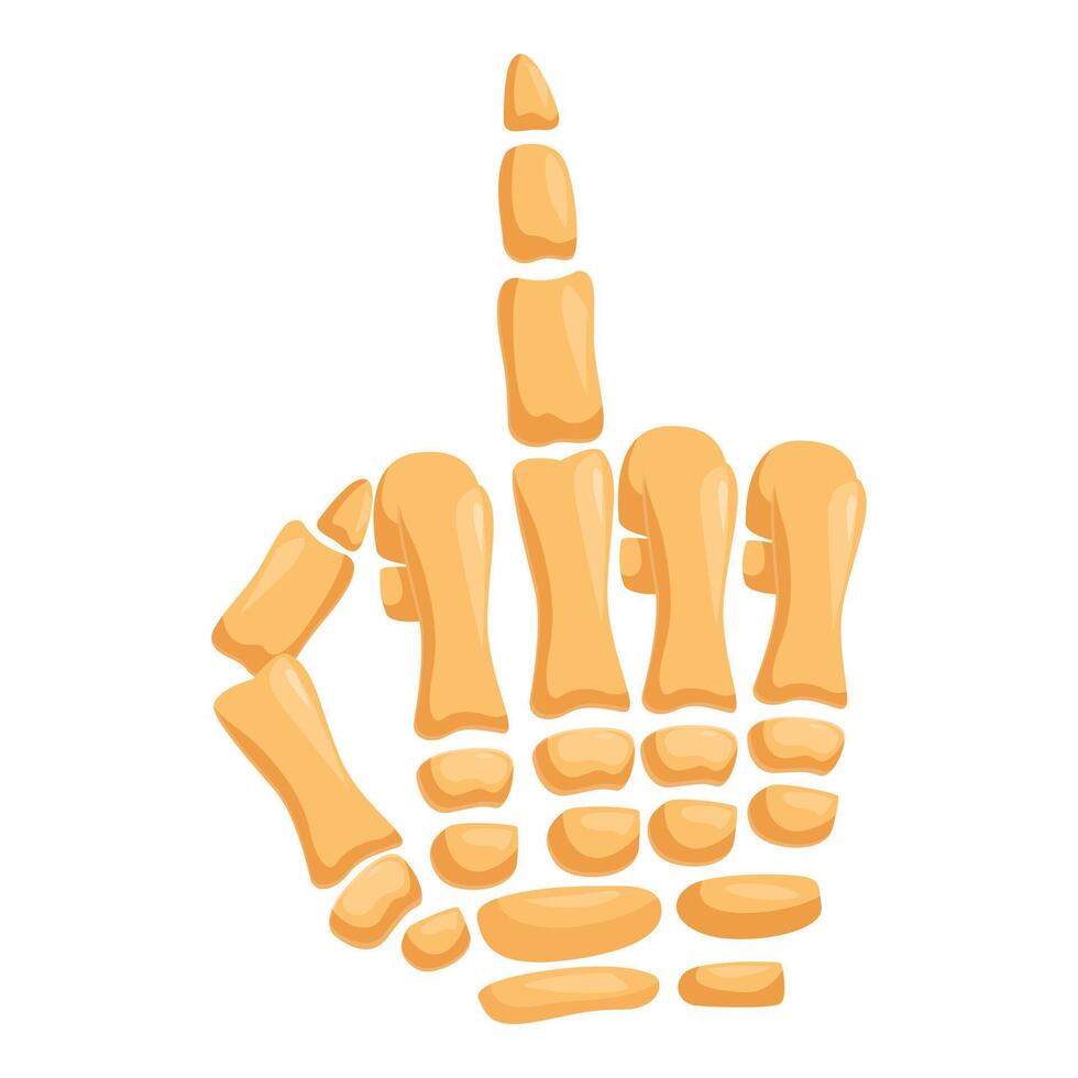 Skeleton hand showing middle finger gesture on white background vector