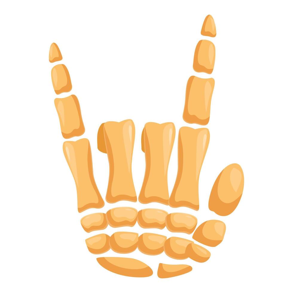 Skeleton hand making rock and roll gesture on white background vector