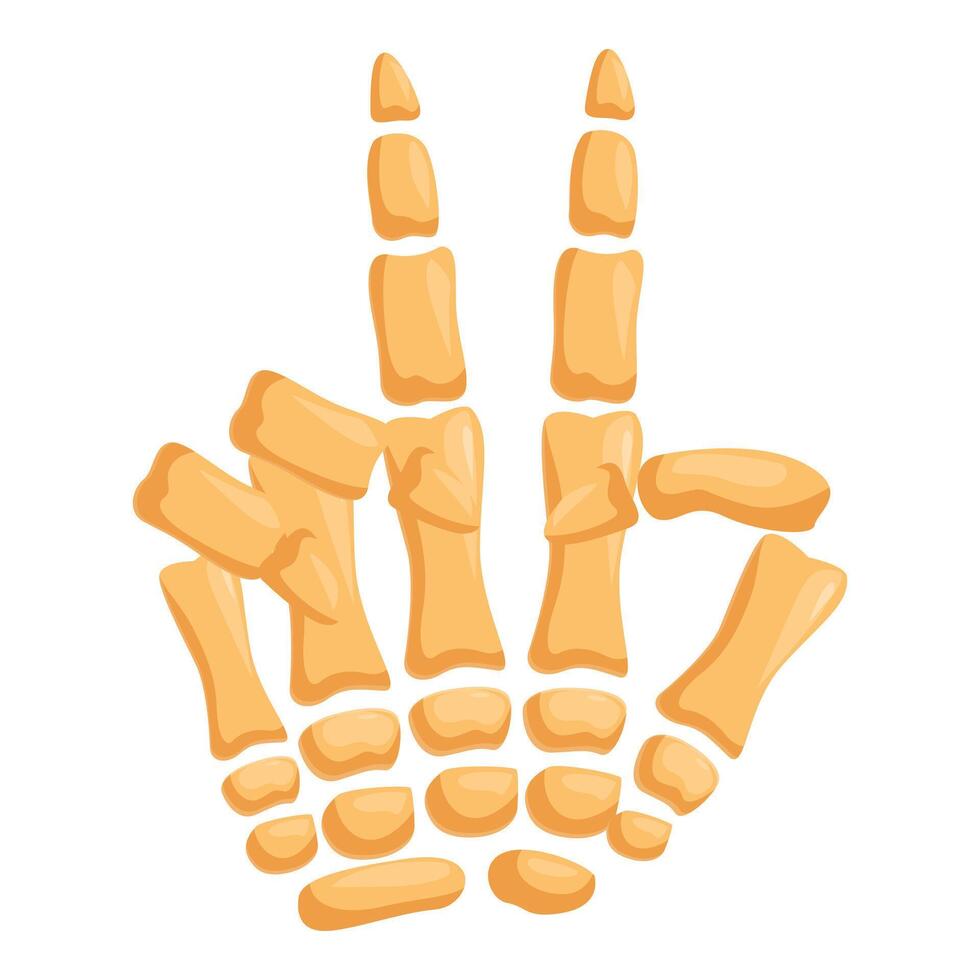 Skeleton hand showing peace symbol with two fingers vector