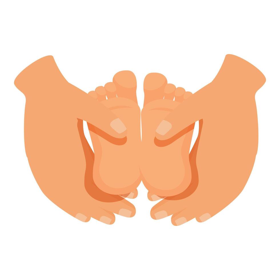 Masseur massaging baby feet with gentle touch vector