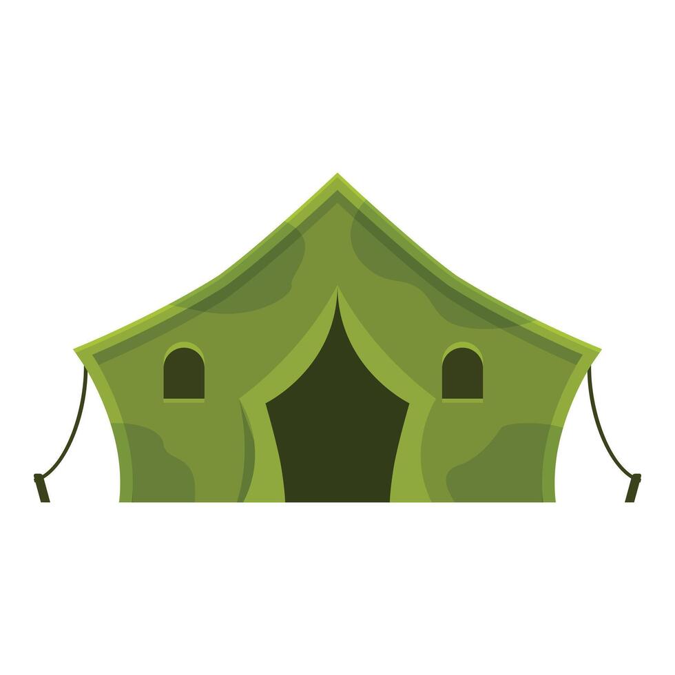 Camouflaged military tent standing on white background vector