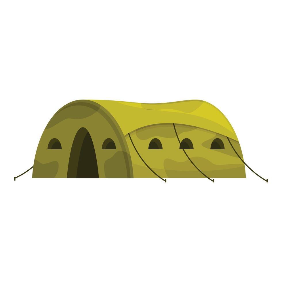 Large military tent standing on the ground, camping shelter for soldiers vector