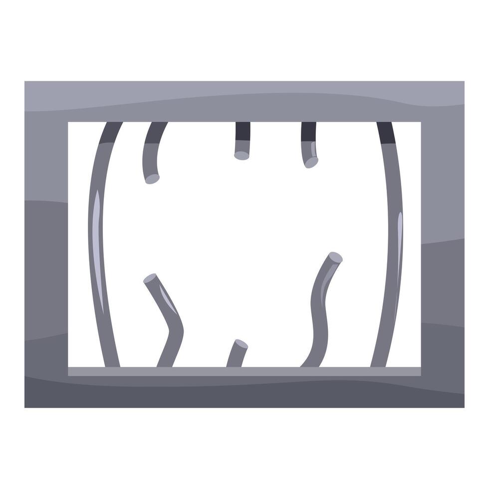 Prison bars forming a sad face behind metal frame conveying despair vector