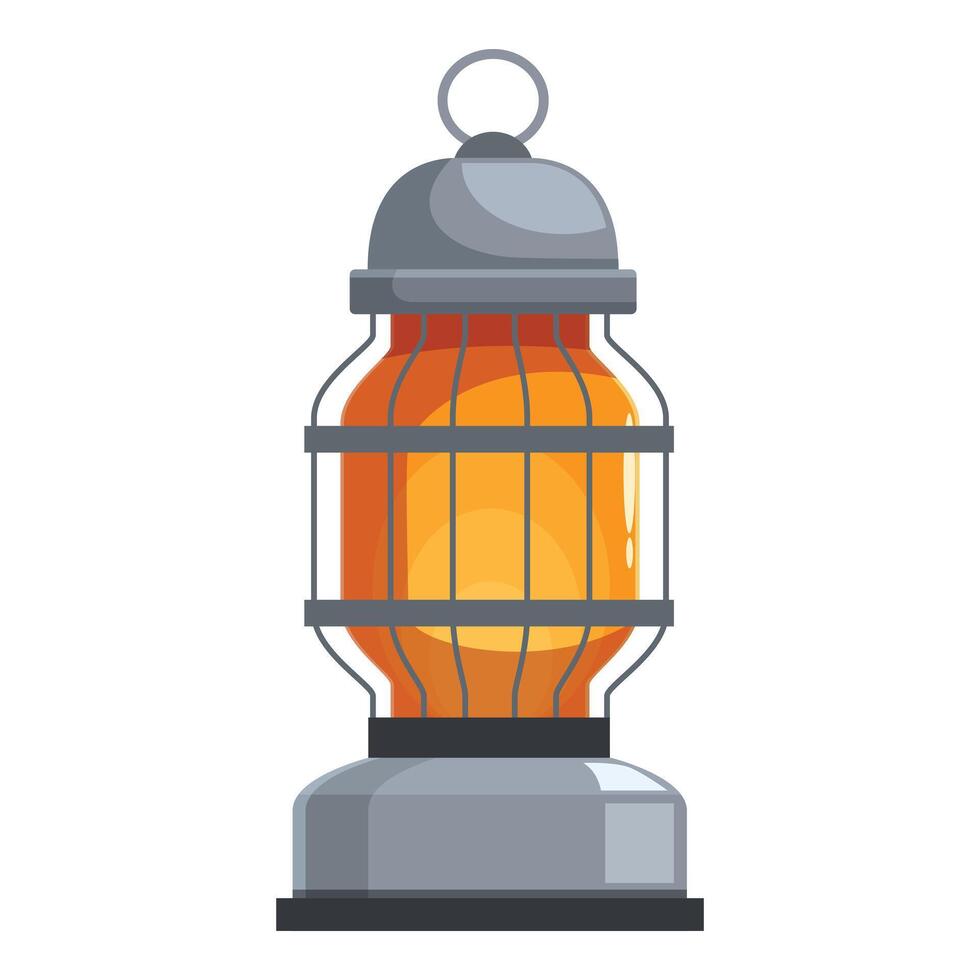 Camping lantern with orange light emitting warm glow vector