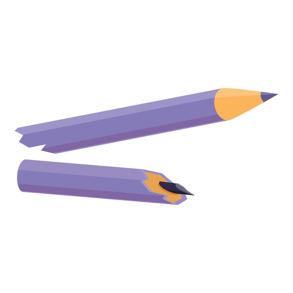 Broken purple pencil symbolizing creativity block and frustration vector