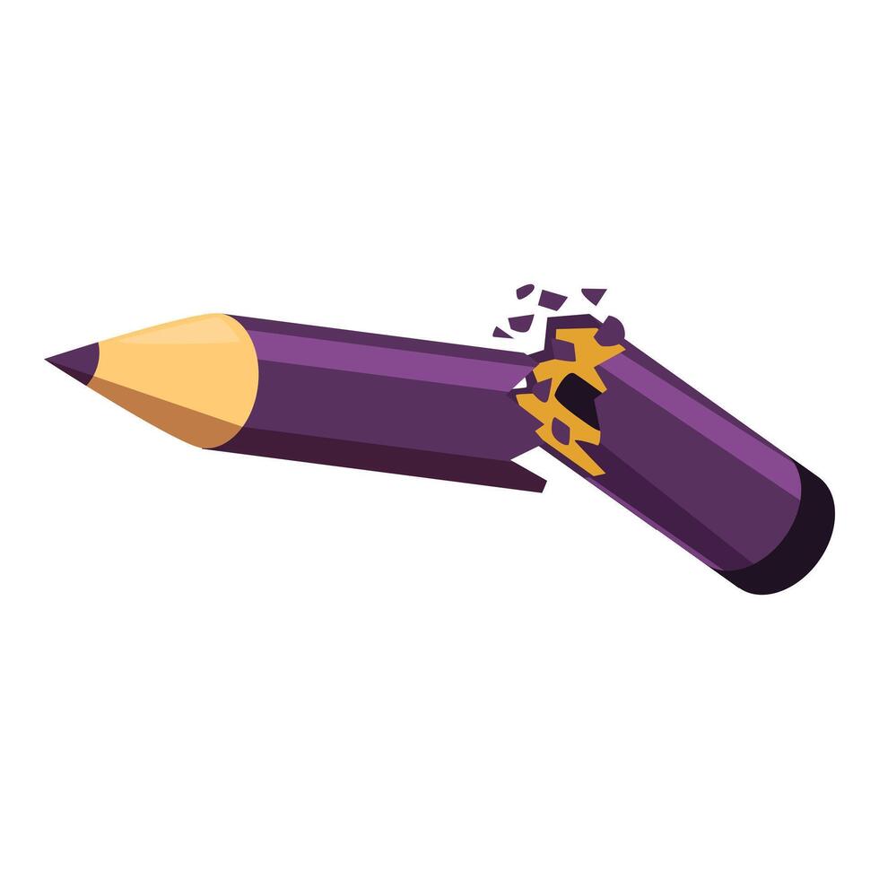 Broken purple pencil showing creative block and lack of inspiration vector