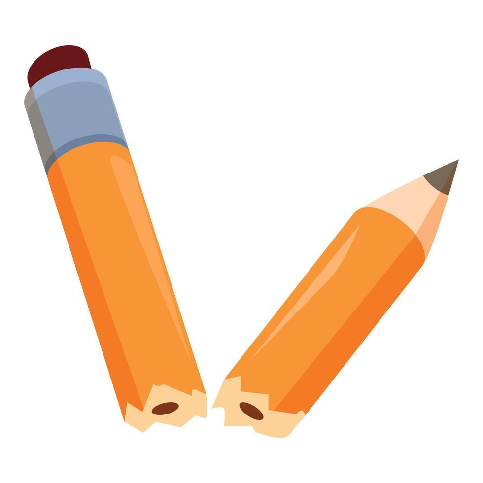 Two broken pencils representing stress and frustration vector