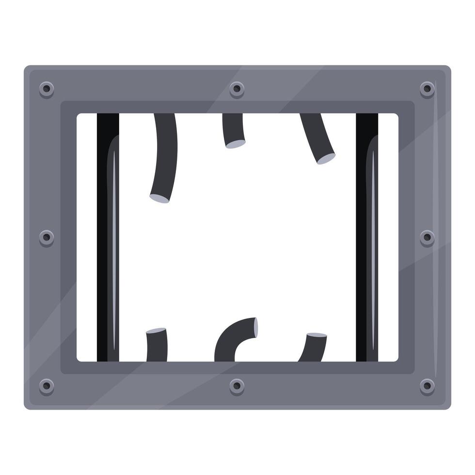 Bent prison window bars, showing a jailbreak attempt vector