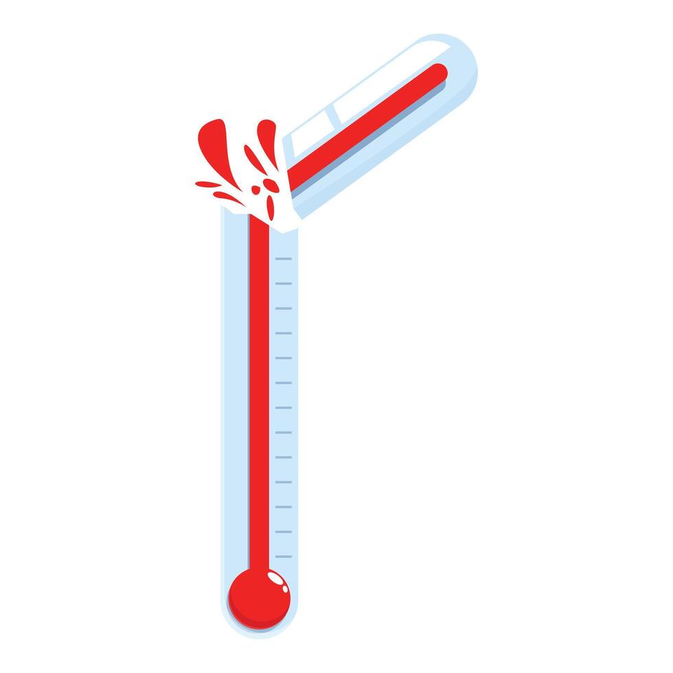 Exploding thermometer showing extremely high temperature vector