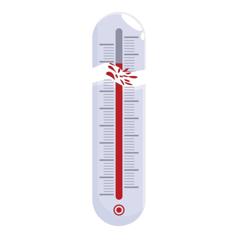 Broken thermometer showing extremely high temperature vector