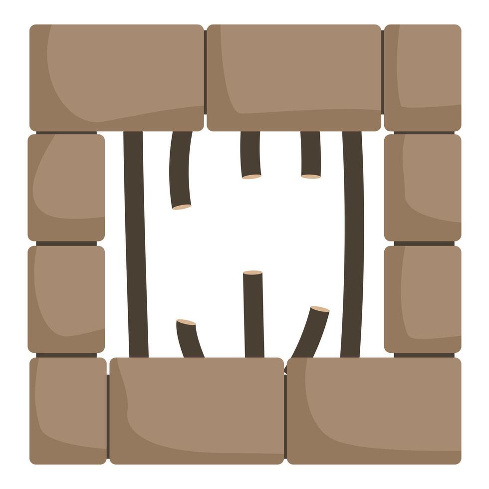 Prison window with broken bars allowing escape from jail vector