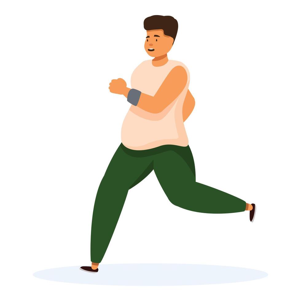 Overweight man running and maintaining healthy lifestyle vector