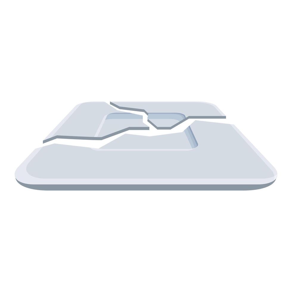 Broken sim card is lying on white background vector