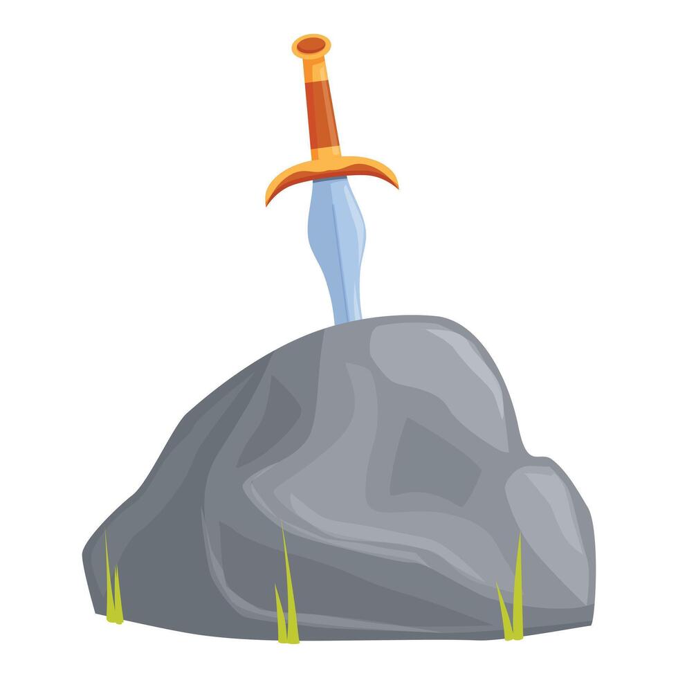 Legendary sword stuck in stone on white background vector