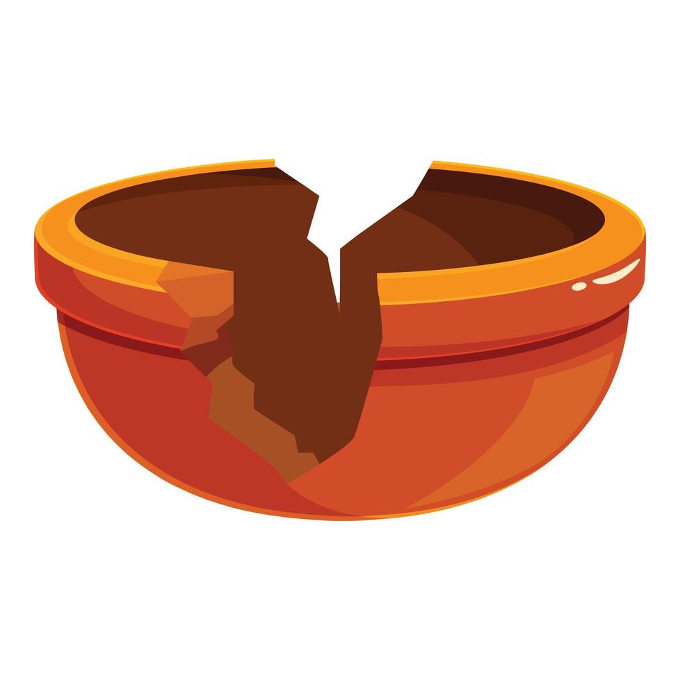 Broken empty terracotta pot isolated on white background vector