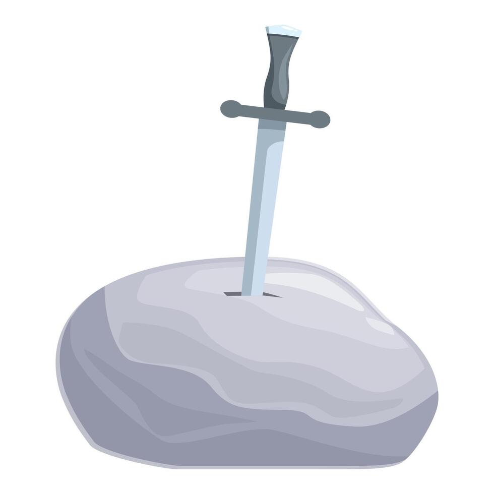Legendary sword in the stone sticking out of rock, excalibur vector