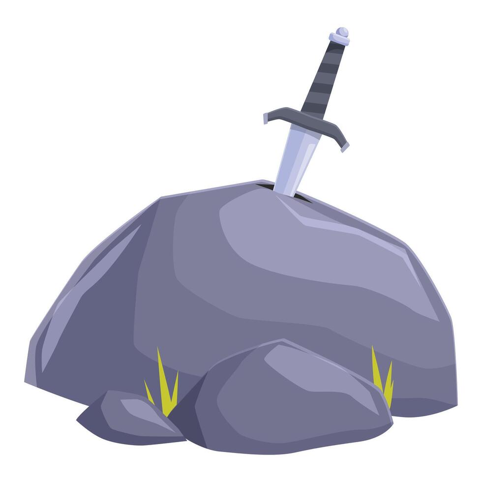 Medieval sword stuck in stone, excalibur, king arthur legend vector