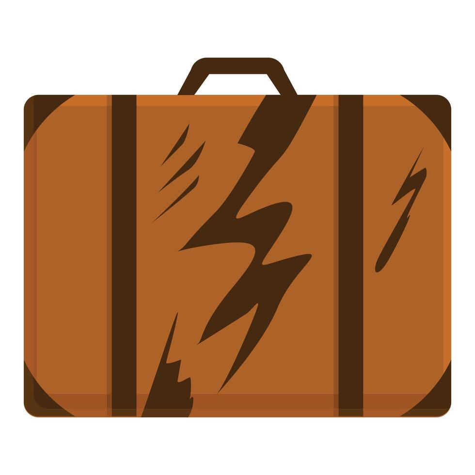 Brown damaged suitcase for travel and vacation representing journey and luggage vector